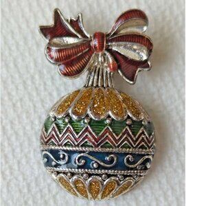 Nina Ricci Vintage Ornamental Christmas Ball Brooch